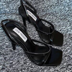 NWOT Never Worn Steve Madden 4.5" Strappy Stiletto Heels (Size 6.5, Black)